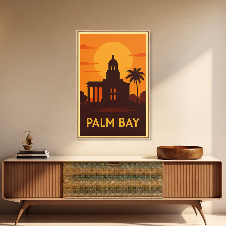 Palm Bay Travel Poster, Framed Canvas Print, Vintage Deco Wall Art, Palm Bay Poster Print, City Travel Prints, City Art Print, Design 2