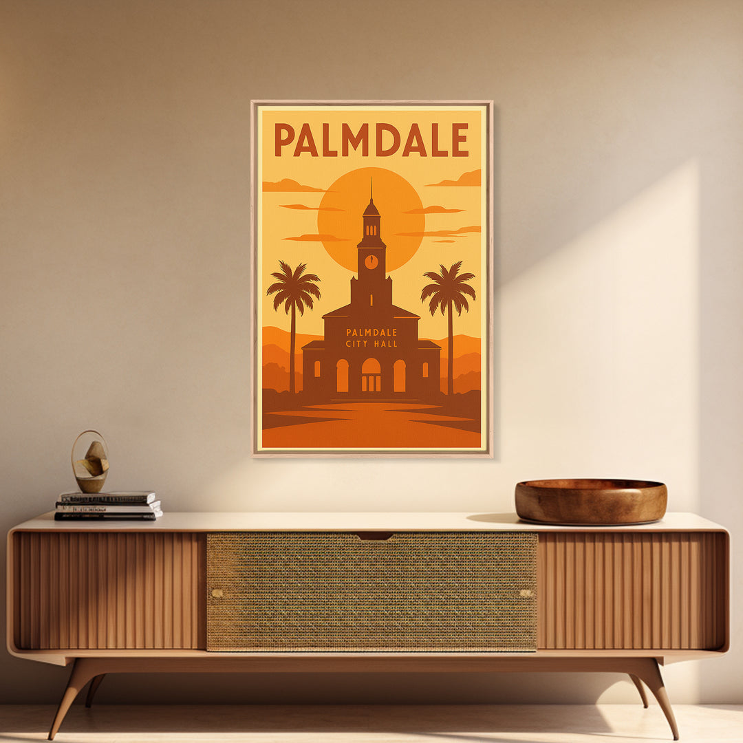 Palmdale California Travel Poster, Canvas Print, Gold Art Deco Poster Art, Palmdale Art Print, Travel Art, Wanderlust Decor, Travel Prints