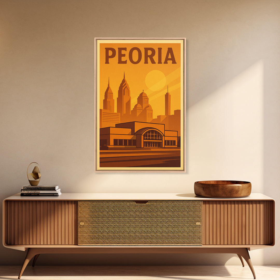 Peoria Travel Poster, Canvas Print, Vintage Deco Wall Art, Peoria City Art, Retro Travel Print, City Art Print, City Travel Prints