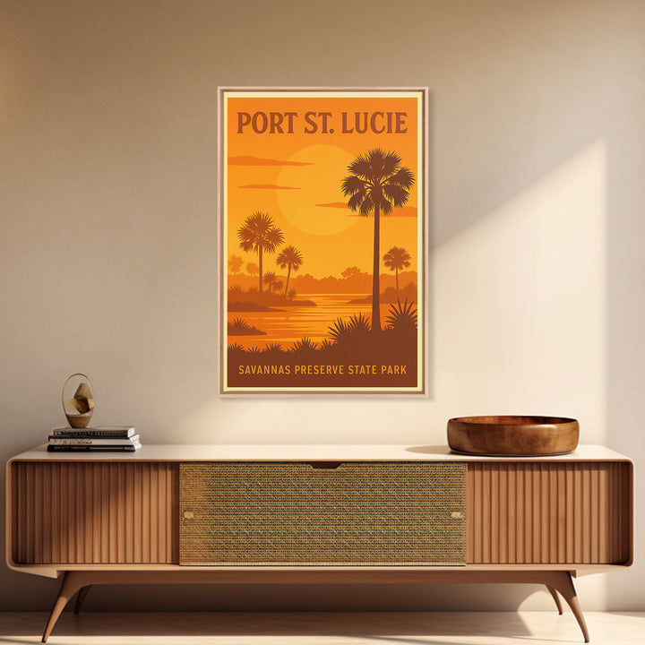 Port St Lucie Florida Travel Poster, Canvas Print, Gold Art Deco Poster Art, Port St Lucie Poster Print, Travel Wall Decor, Fine Art Print