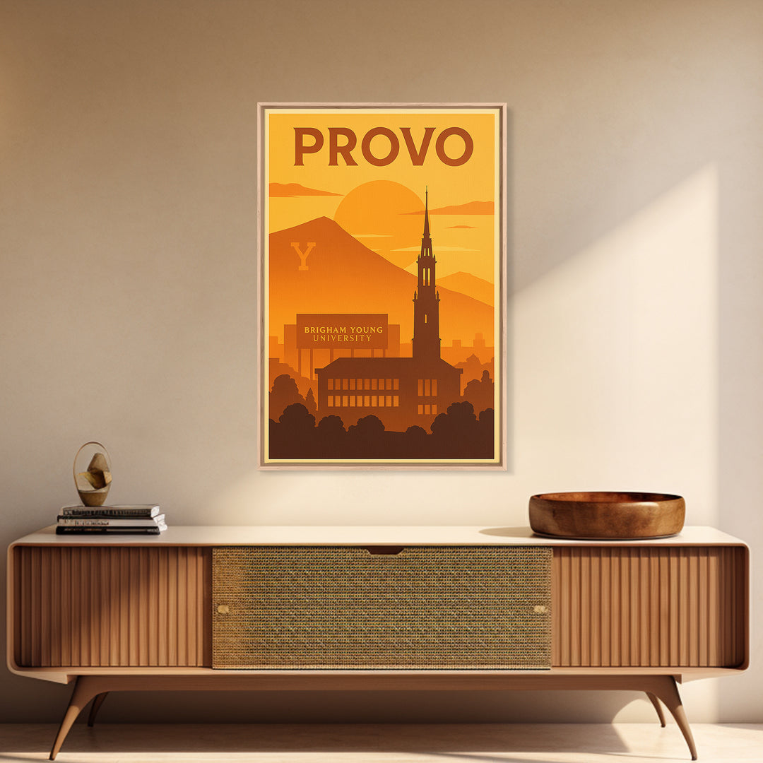 Provo Utah Travel Poster, Canvas Print, Golden Travel Poster Art, Provo City Art, Wanderlust Decor, Gift For Travelers, Travel Wall Art