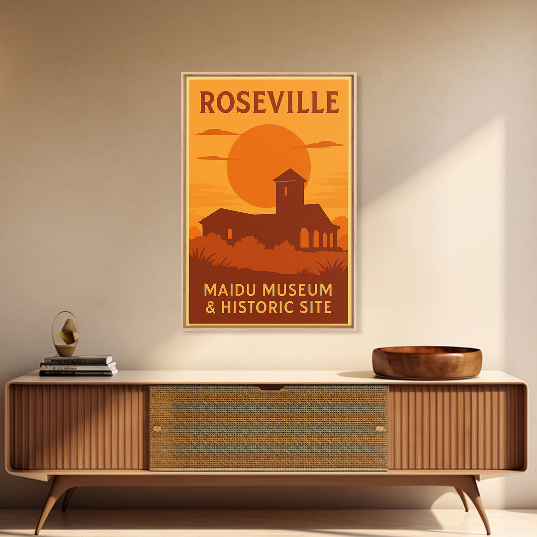 Roseville California Travel Poster, Canvas Print, Golden Poster Art, Roseville Art Print, Office Decor, Retro Travel Print, Travel Gift