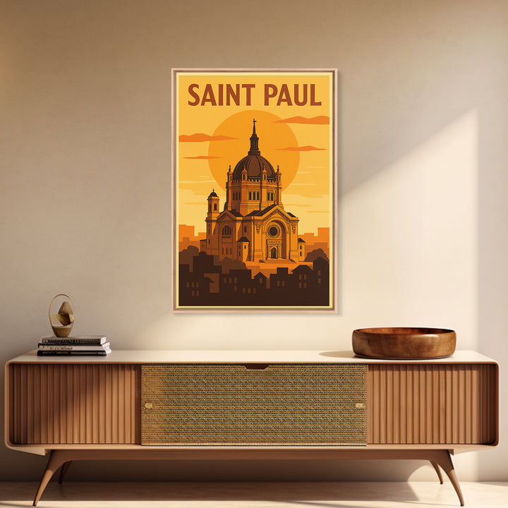 Saint Paul Minnesota Travel Poster, Canvas Print, Gold Art Deco Poster Art, Saint Paul Art Print, City Illustration, Eclectic Wall Decor