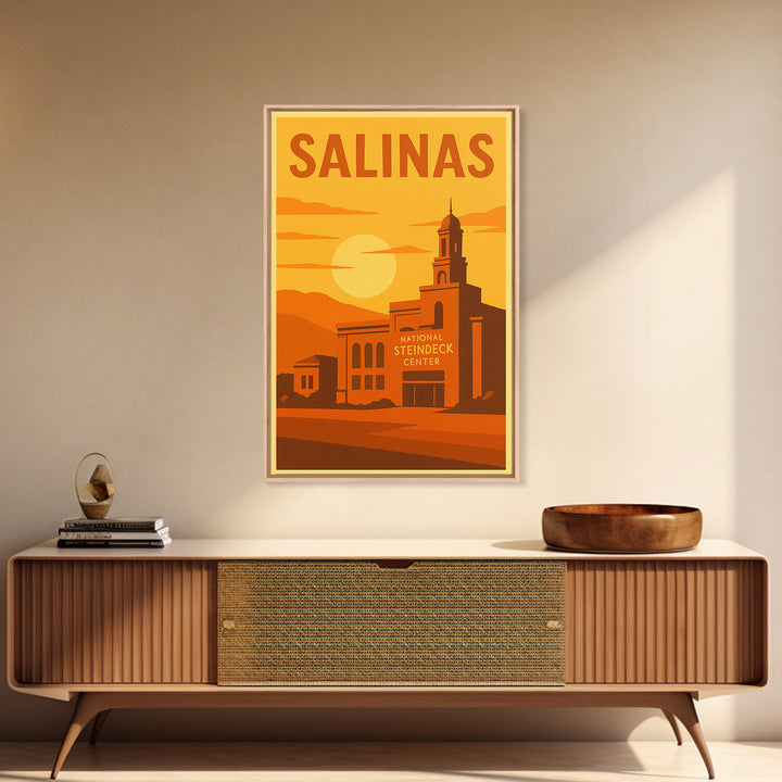Salinas California Travel Poster, Framed Canvas Print, Gold Art Deco Poster Art, Salinas Art Print, Vintage City Poster, City Travel Prints