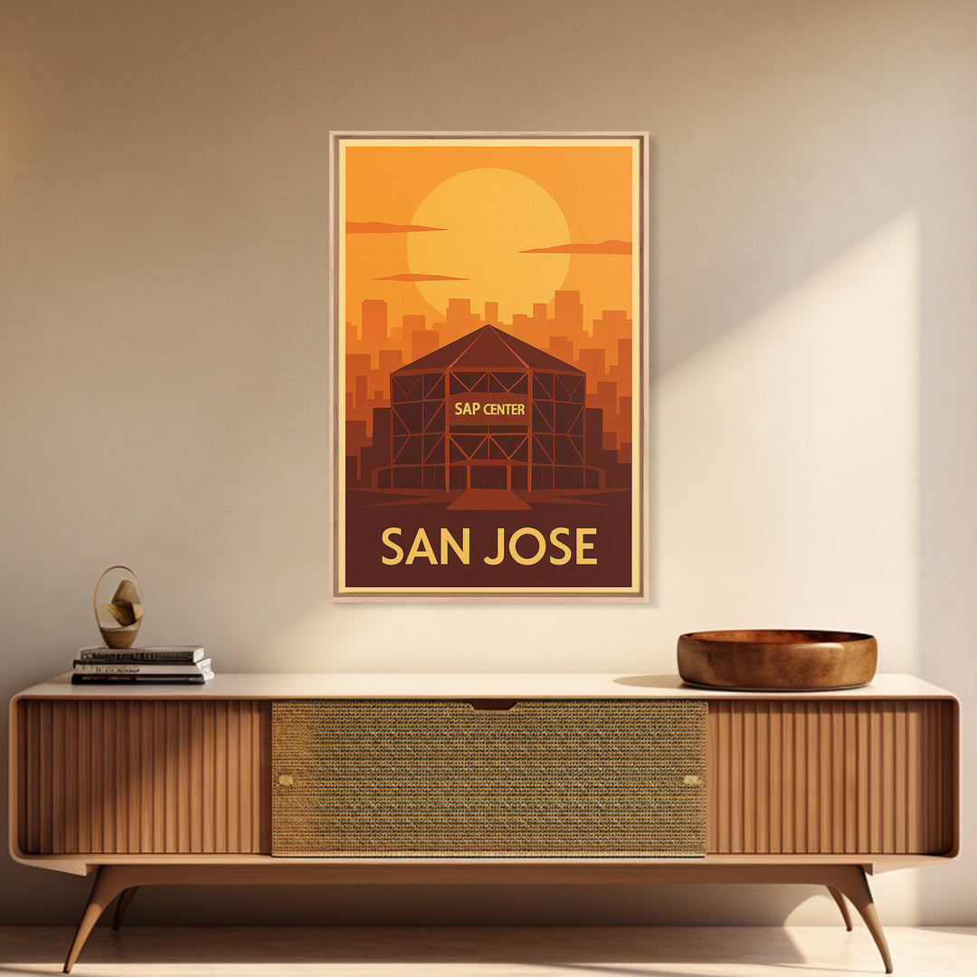 San Jose Travel Poster, Framed Canvas Print, Gold Art Deco Poster Art, San Jose Travel Art, Travel Poster Set, Home Office Decor