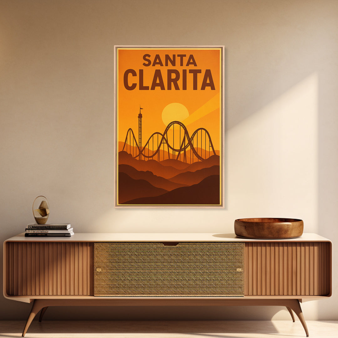 Santa Clarita California Travel Poster, Canvas Print, Golden Poster Art, Santa Clarita Travel Art, Vintage Travel Art, Vintage City Art