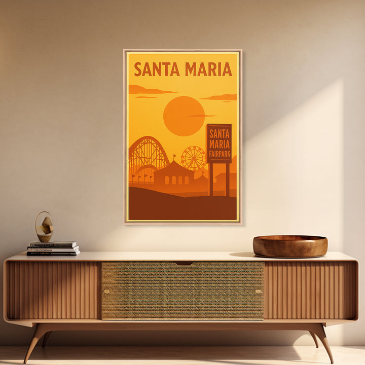 Santa Maria California Travel Poster, Canvas Print, Golden Travel Poster Art, Santa Maria Wall Art, Travel Poster Art, City Travel Prints