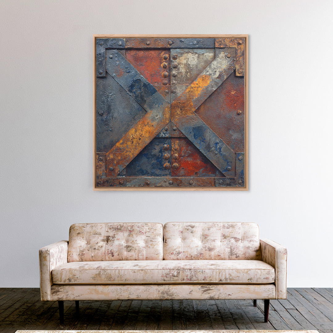Steel and Rust Texture Abstract Panel Canvas Print, Garage Art, Car Poster, Garage Decor, Abstract Art, Motor, Game Room Art, GAR-1x1-23