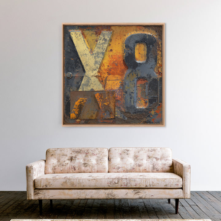 Rusty License Plate Collage Framed Canvas Print, Garage Art, Gallery Decor, Garage Decor, Fine Art, Motor, Contemporary Art, GAR-1x1-32