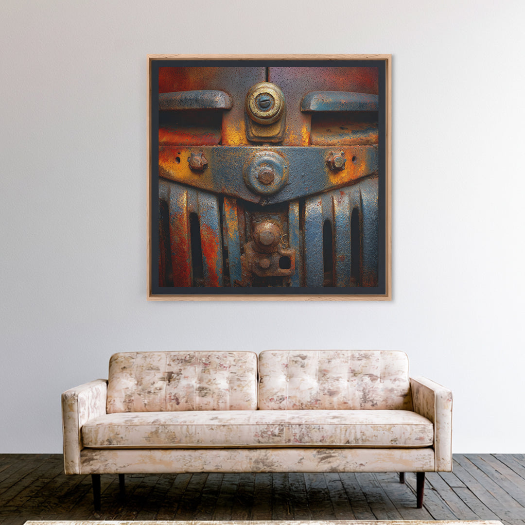 Pickup Truck in Dusty Sunset Light Framed Canvas Print, Garage Art, Tattoo Art, Garage Decor, Oil Painting, Motor, GAR-1x1-61