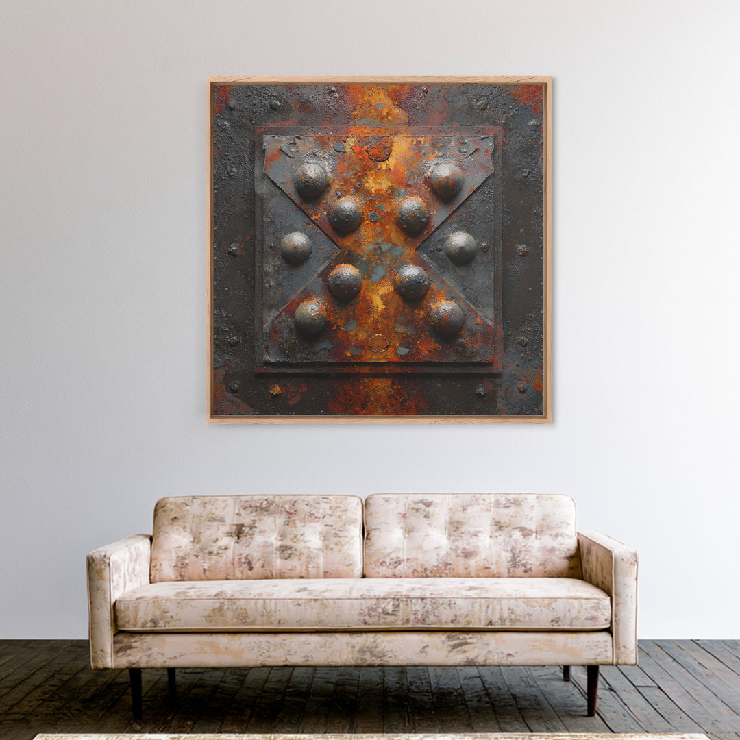 Steel and Rust Texture Abstract Panel Canvas Print, Garage Art, Neutral Decor, Garage Decor, Abstract Art, Motor, Wall Art, GAR-1x1-95