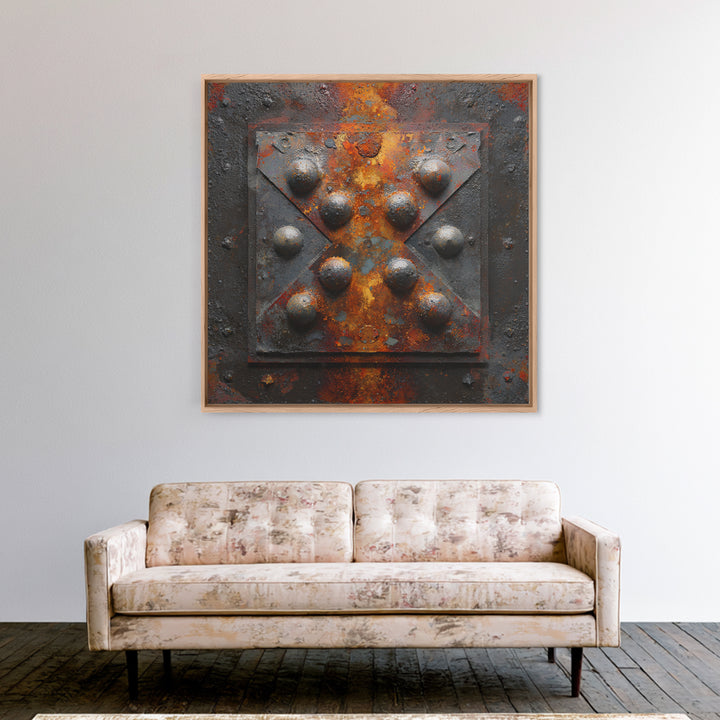 Steel and Rust Texture Abstract Panel Canvas Print, Garage Art, Neutral Decor, Garage Decor, Abstract Art, Motor, Wall Art, GAR-1x1-95