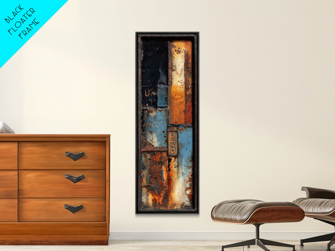 Rusty License Plate Collage Framed Canvas Print, Garage Art, Luxury Decor, Garage Decor, Fine Art, Motor, Large Wall Art, GAR-1x3-20
