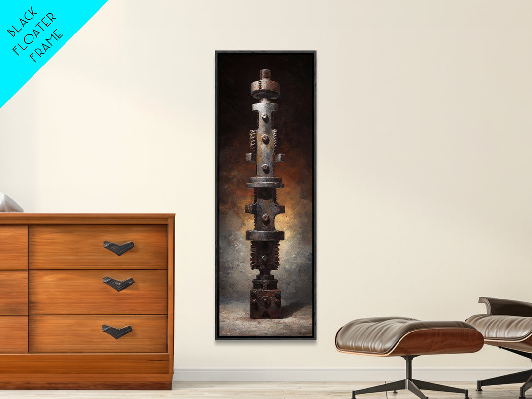 Camshaft and Gears Industrial Still Life Framed Canvas Print, Garage Art, Game Room Art, Garage Decor, Fine Art, Motor, GAR-1x3-75