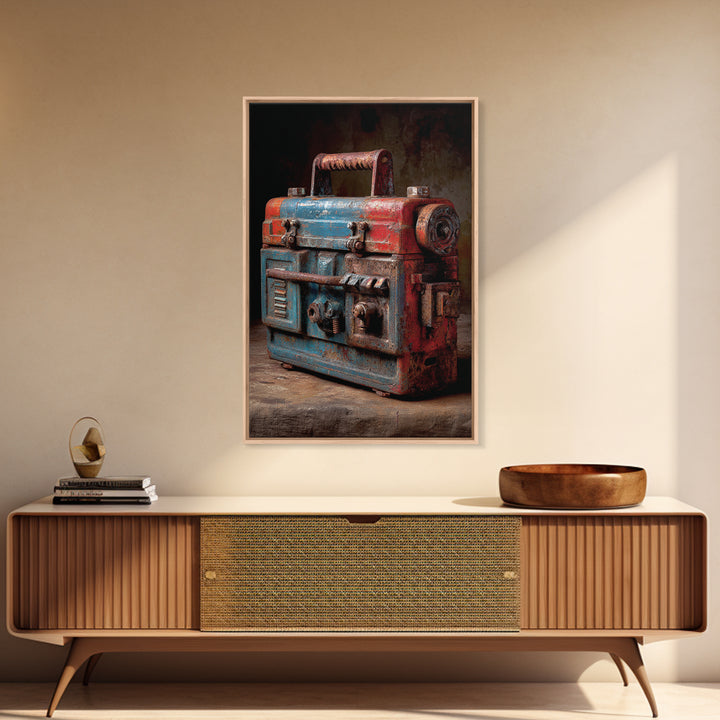 Old Toolbox with Oil Stained Rag Still Framed Canvas Print, Garage Art, Wall Decor, Garage Decor, Oil Painting, Motor, GAR-2x3-59