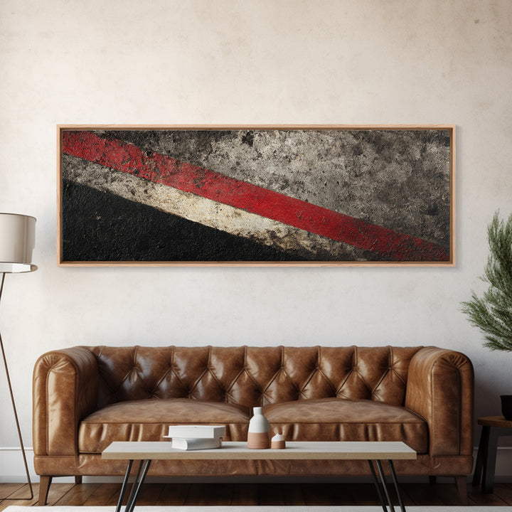 Black and Red Racing Stripe Abstraction Canvas Print, Garage Art, Modern Decor, Garage Decor, Fine Art, Motor, Home Decor, GAR-3x1-100