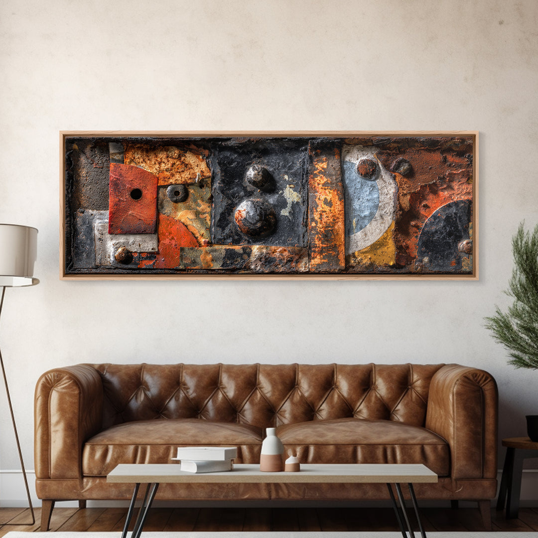 Rusty License Plate Collage Canvas Print, Garage Art, Garage Decor, Fine Art, Motor, Room Decor, Textured Painting, GAR-3x1-24
