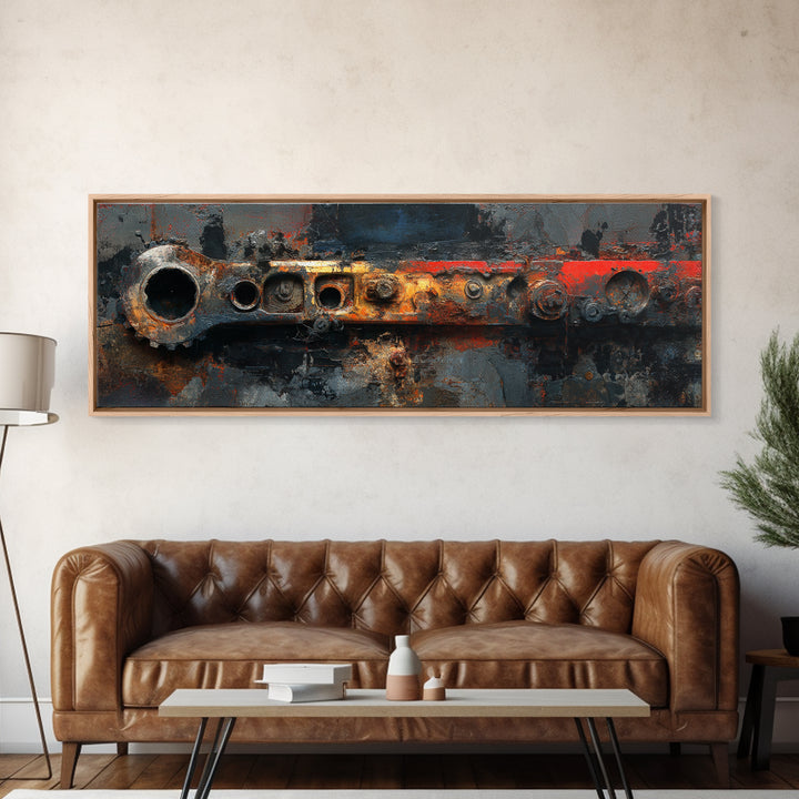 Black and Red Racing Stripe Abstraction Framed Canvas Print, Garage Art, Room Decor, Garage Decor, Fine Art, Motor, Canvas Art, GAR-3x1-52