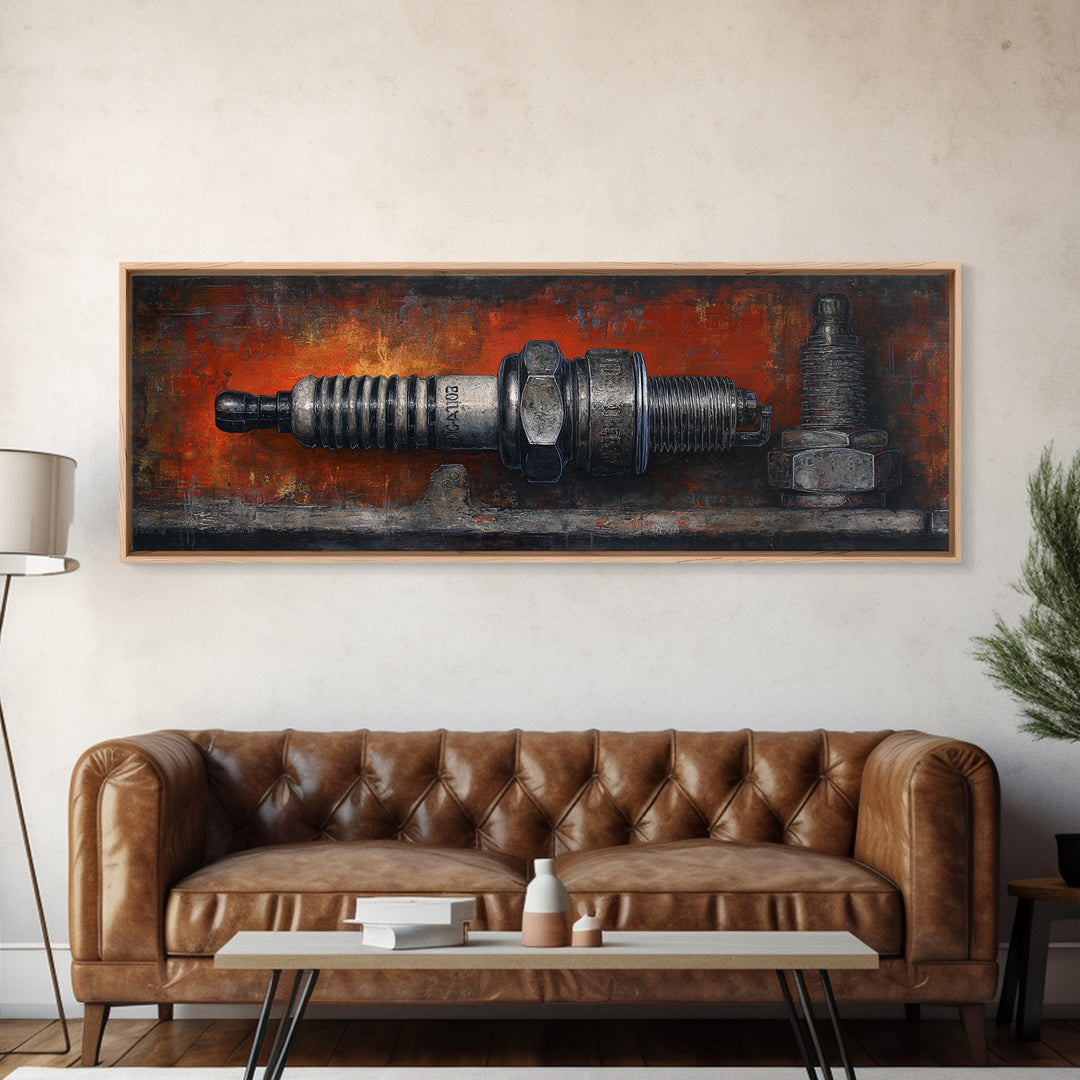 Spark Plug Botanical Specimen Drawing Canvas Print, Garage Art, Canvas Print, Garage Decor, Fine Art, Motor, Garage Art Pinup, GAR-3x1-86