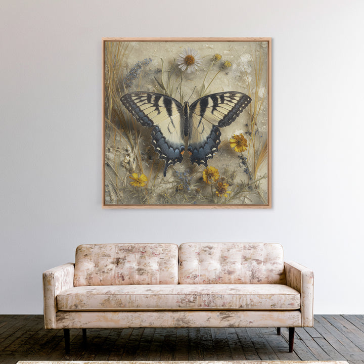 Garden Butterfly and Flowers Specimen Study Canvas Print, Guest Bedroom Art, Wall Art Prints, Bedroom Decor, Fine Art, Guest, GBA-1x1-23