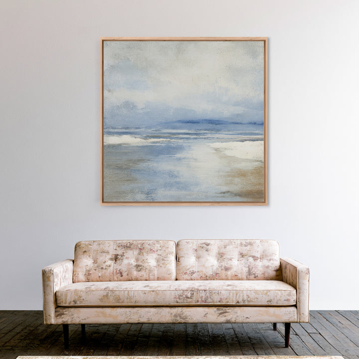 Coastal Dunes in Pale Blue and Sand Framed Canvas Print, Guest Bedroom Art, Fine Art Print, Bedroom Decor, Fine Art, Guest, GBA-1x1-29