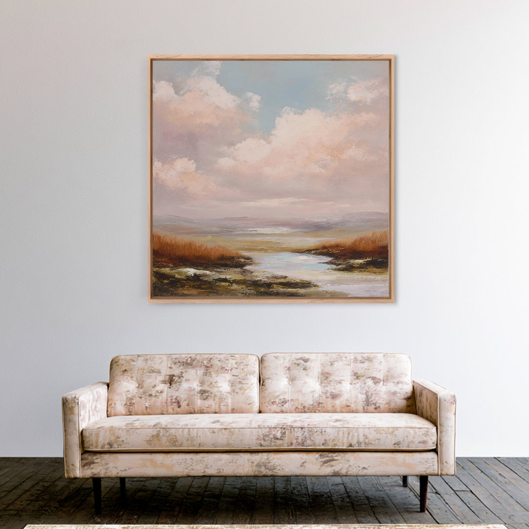 Romantic Cloudscape in Blush and Ivory Canvas Print, Guest Bedroom Art, Set of 3 Wall Art, Bedroom Decor, Fine Art, Guest, GBA-1x1-35