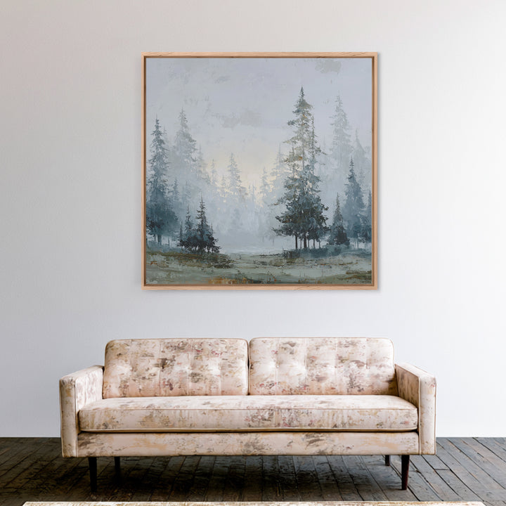 Monochrome Forest Silhouette Framed Canvas Print, Guest Bedroom Art, Bedroom Prints, Bedroom Decor, Guest, Minimalist Decor, GBA-1x1-37
