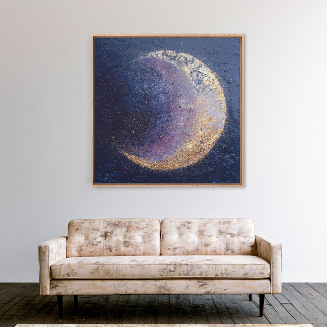 Minimal Moon and Stars Composition Framed Canvas Print, Guest Bedroom Art, Art Print, Bedroom Decor, Fine Art, Guest, GBA-1x1-40