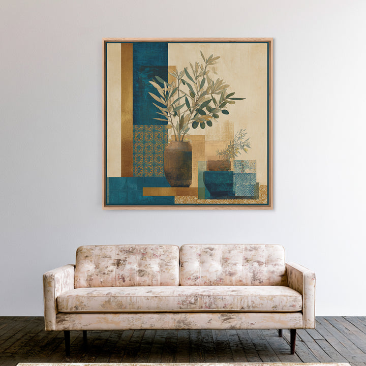 Olive Branch Still Life Framed Canvas Print, Guest Bedroom Art, Gallery Decor, Bedroom Decor, Oil Painting, Guest, GBA-1x1-41