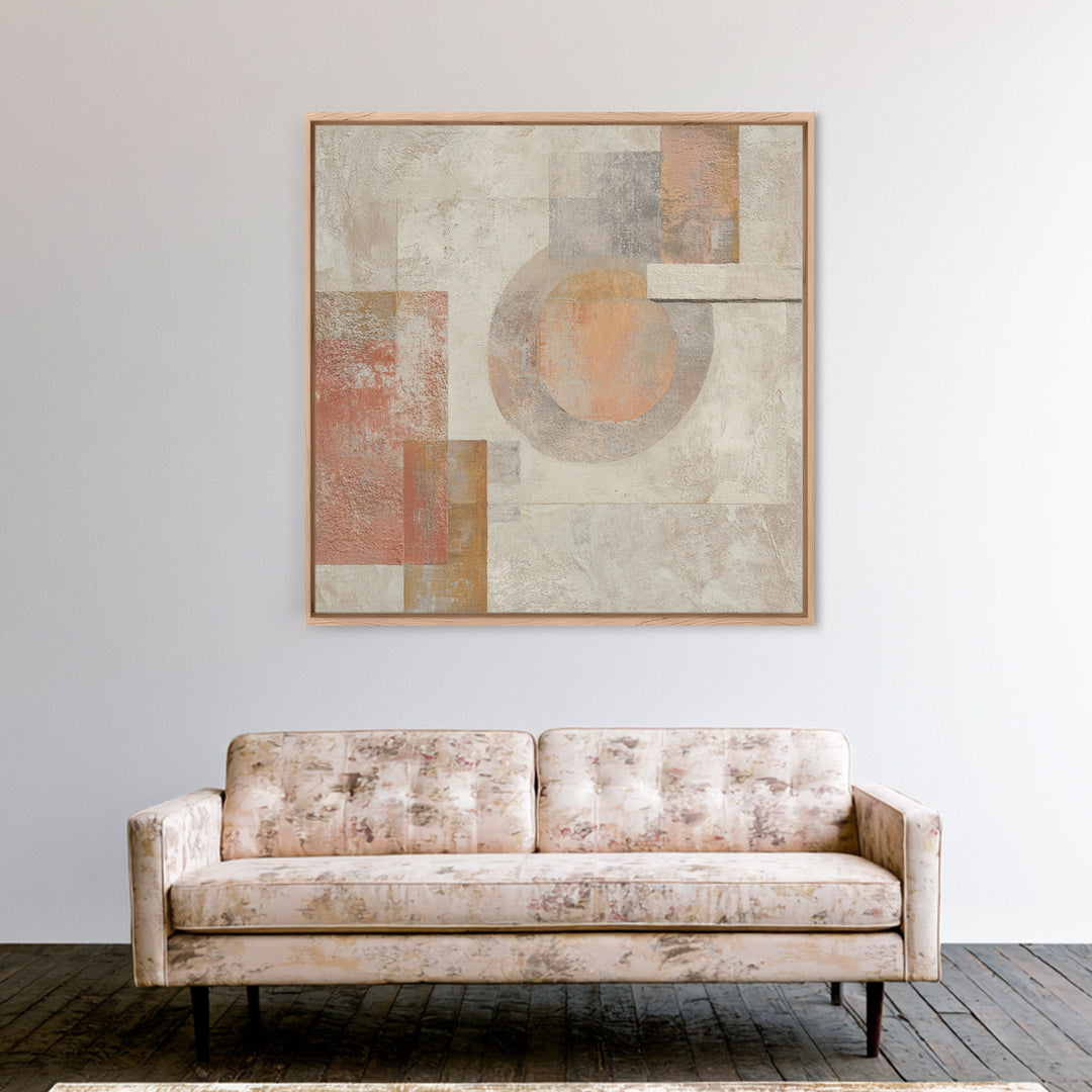 Warm Terracotta Shapes Framed Canvas Print, Guest Bedroom Art, Above Bed Decor, Bedroom Decor, Fine Art, Guest, Boho Decor, GBA-1x1-46
