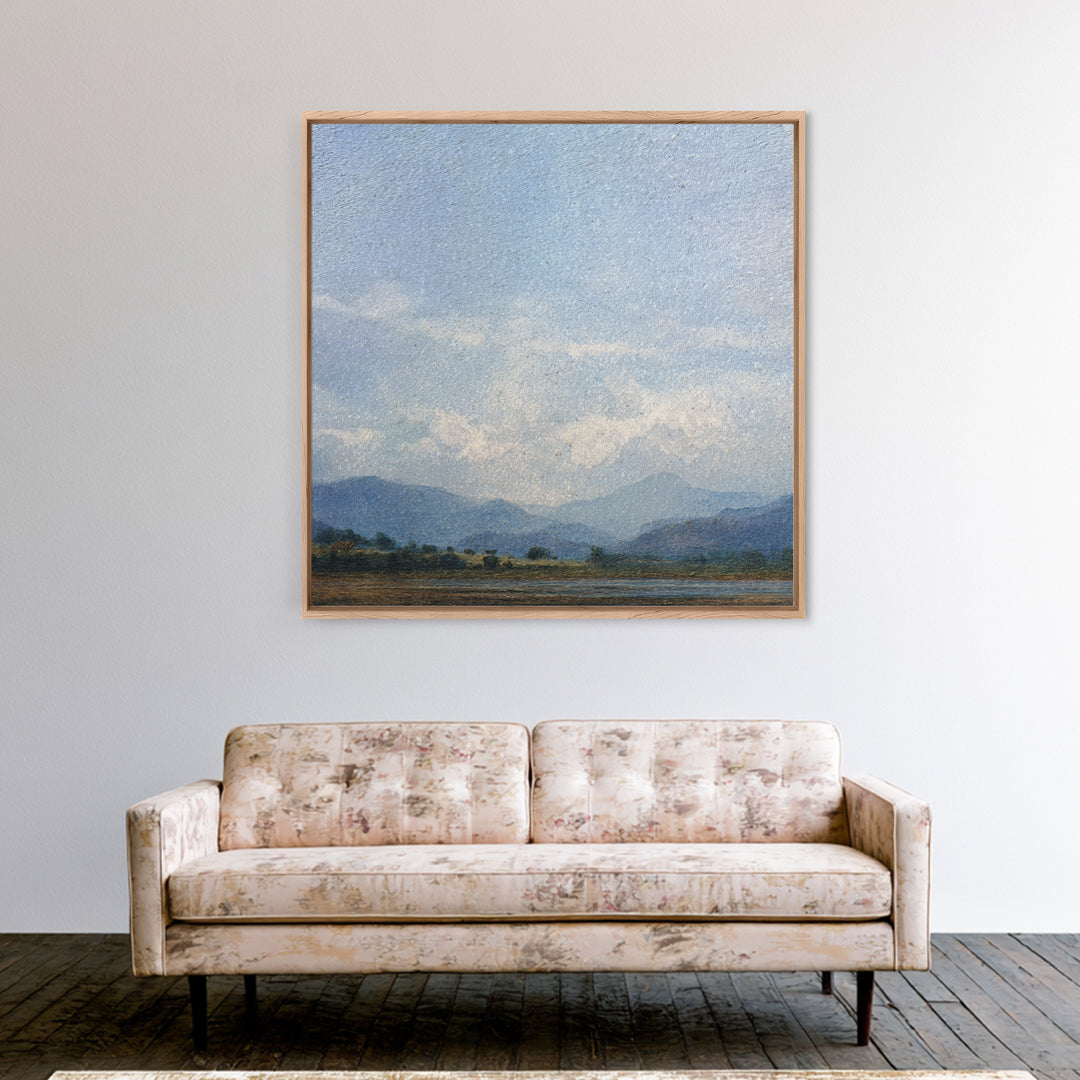 Gentle Rain over Distant Hills Framed Canvas Print, Guest Bedroom Art, Poster, Bedroom Decor, Fine Art, Guest, Farmhouse Decor, GBA-1x1-48