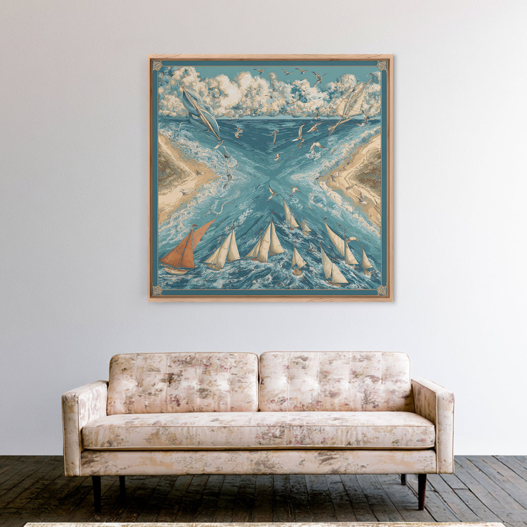 Coastal Dunes in Pale Blue and Sand Canvas Print, Guest Bedroom Art, Farmhouse Wall Art, Bedroom Decor, Fine Art, Guest, GBA-1x1-5