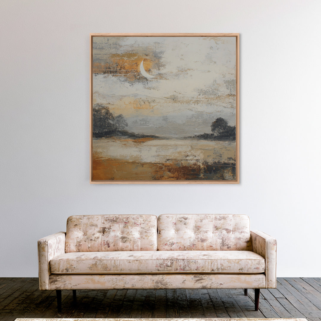 Quiet Lake Landscape at Early Morning Canvas Print, Guest Bedroom Art, Funky Wall Art, Bedroom Decor, Fine Art, Guest, GBA-1x1-50