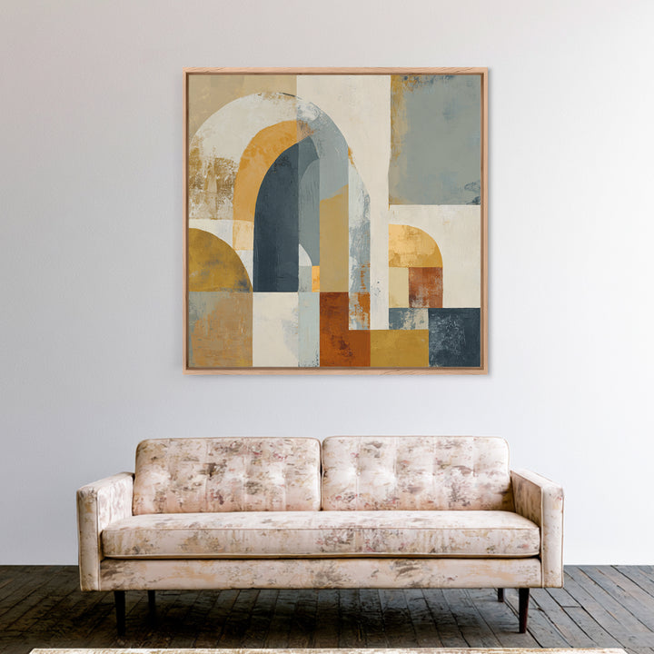 Warm Abstract Arches Framed Canvas Print, Guest Bedroom Art, Trendy Wall Art, Bedroom Decor, Abstract Art, Guest, GBA-1x1-51