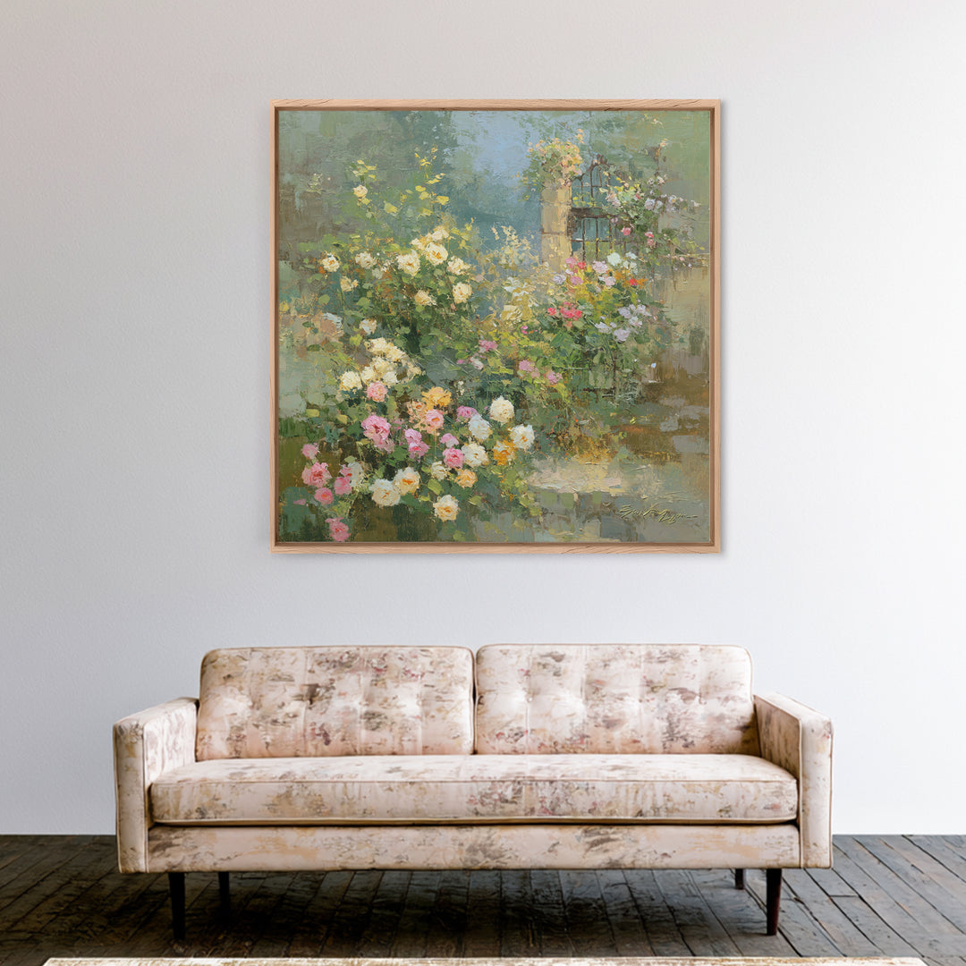 Neutral Peony Painting Framed Canvas Print, Guest Bedroom Art, Statement Artwork, Bedroom Decor, Fine Art, Guest, Wall Decor, GBA-1x1-57
