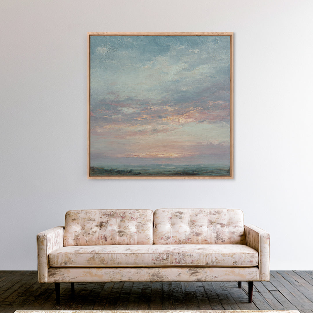 Romantic Cloudscape in Blush and Ivory Canvas Print, Guest Bedroom Art, New Home, Bedroom Decor, Fine Art, Guest, GBA-1x1-59