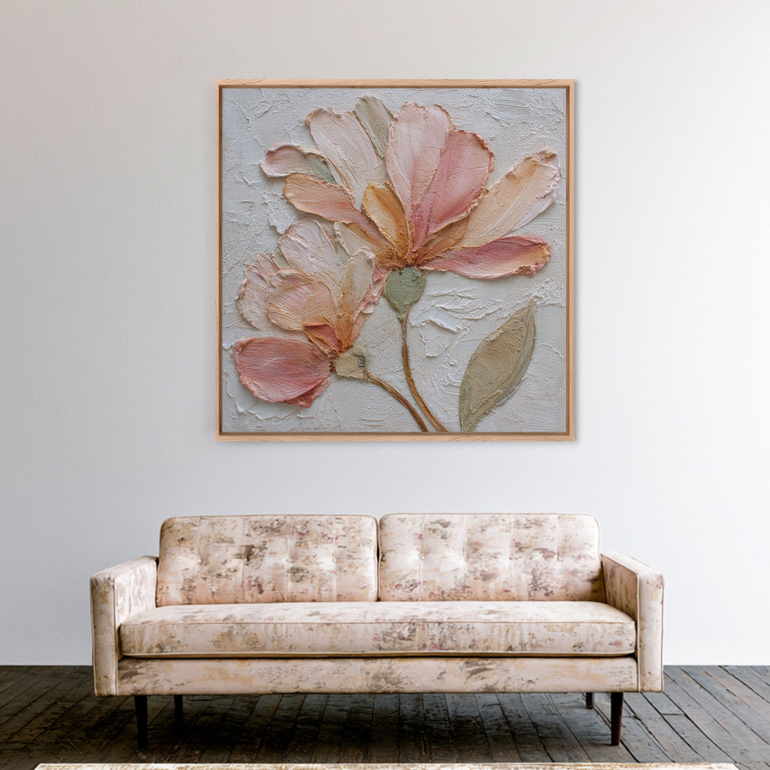 Gentle Botanical Line Drawing Trio Framed Canvas Print, Guest Bedroom Art, Bedroom Wall Art, Bedroom Decor, Watercolor Art, GBA-1x1-6