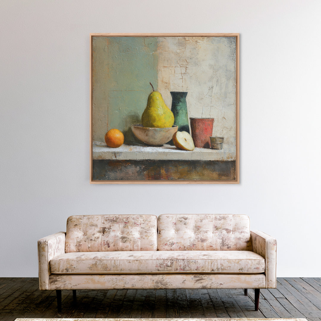 Olive Branch Still Life Framed Canvas Print, Guest Bedroom Art, Gallery Decor, Bedroom Decor, Oil Painting, Guest, GBA-1x1-65