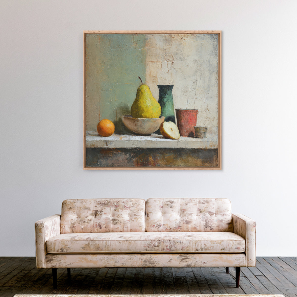 Olive Branch Still Life Framed Canvas Print, Guest Bedroom Art, Gallery Decor, Bedroom Decor, Oil Painting, Guest, GBA-1x1-65