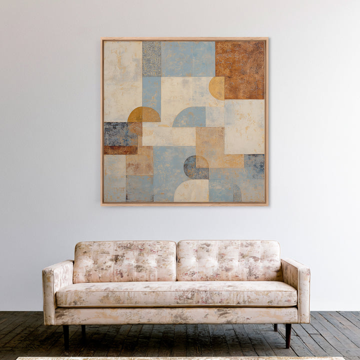 Warm Terracotta Shapes Framed Canvas Print, Guest Bedroom Art, Above Bed Decor, Bedroom Decor, Fine Art, Guest, Boho Decor, GBA-1x1-70