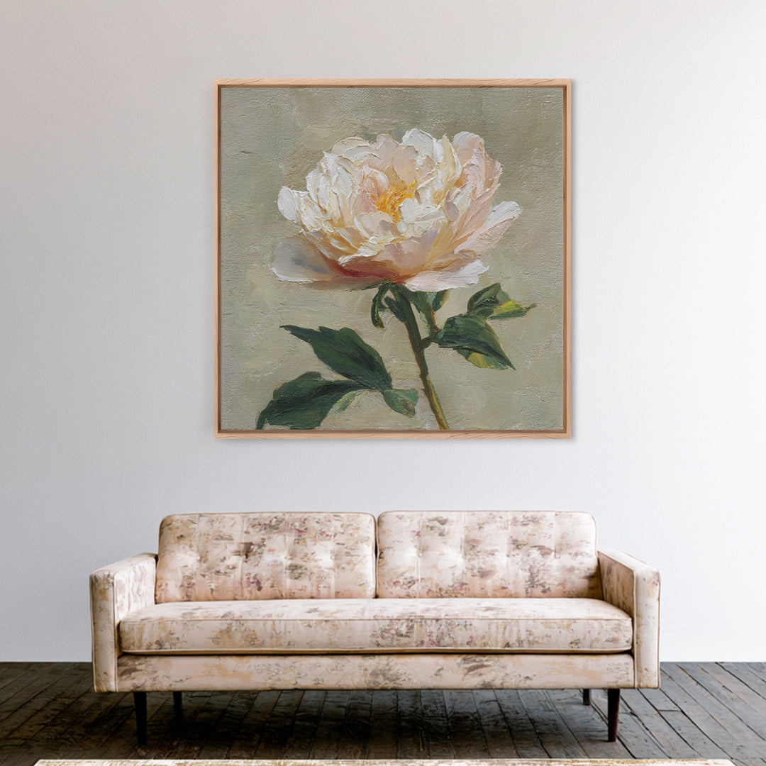 Neutral Peony Painting Canvas Print, Guest Bedroom Art, Textured Painting, Bedroom Decor, Fine Art, Guest, Wall Art Prints, GBA-1x1-81