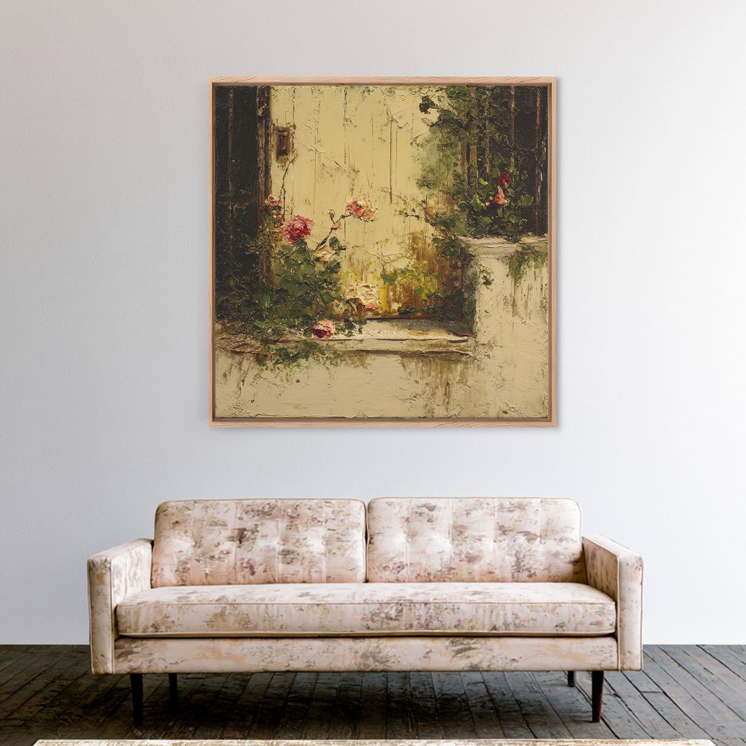 Quiet Horse Pasture at Sunset Framed Canvas Print, Guest Bedroom Art, Luxury Decor, Bedroom Decor, Oil Painting, Guest, GBA-1x1-93