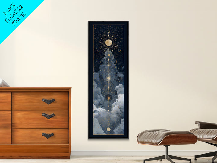 Minimal Moon and Stars Composition Framed Canvas Print, Guest Bedroom Art, Home Decor, Bedroom Decor, Fine Art, Guest, GBA-1x3-52