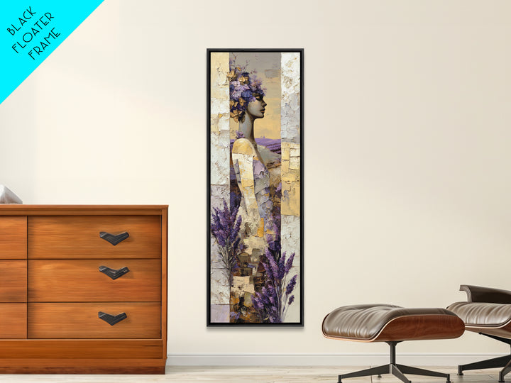 Lavender Field under Pale Sky Canvas Print, Guest Bedroom Art, Bedroom Decor, Oil Painting, Guest, Above Bed Decor, GBA-1x3-55