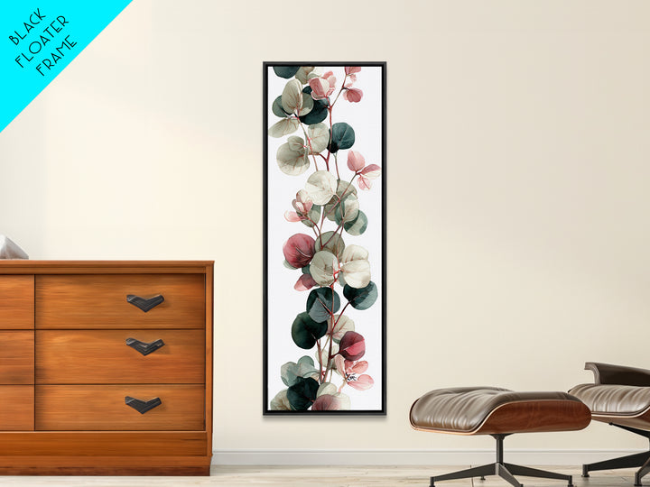 Calming Eucalyptus Watercolor Branches Framed Canvas Print, Guest Bedroom Art, Farmhouse Wall Art, Bedroom Decor, GBA-1x3-70