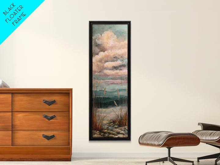 Romantic Cloudscape in Blush and Ivory Framed Canvas Print, Guest Bedroom Art, Bedroom Wall Decor, Bedroom Decor, Guest, GBA-1x3-71