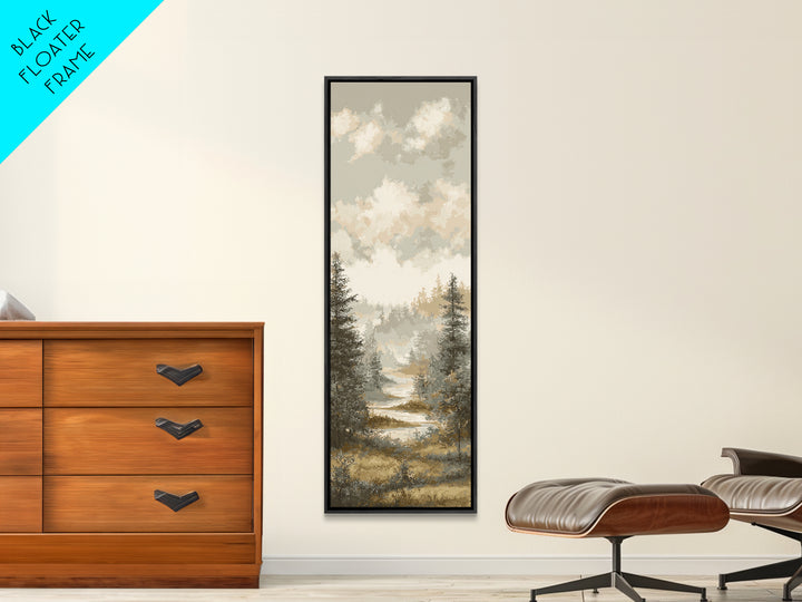 Monochrome Forest Silhouette Canvas Print, Guest Bedroom Art, Prints, Bedroom Decor, Oil Painting, Guest 373, Set of Wall Art, GBA-1x3-73
