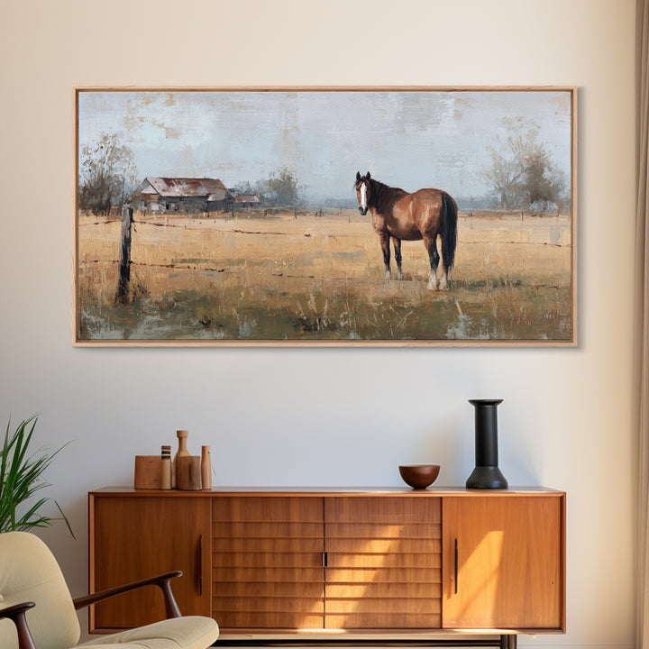 Quiet Horse Pasture at Sunset Canvas Print, Guest Bedroom Art, Contemporary Art, Bedroom Decor, Fine Art, Guest, Digital Print, GBA-2x1-17