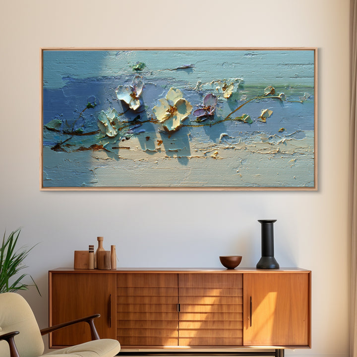 Garden Butterfly and Flowers Specimen Study Framed Canvas Print, Guest Bedroom Art, Prints, Bedroom Decor, Oil Painting, Guest, GBA-2x1-43
