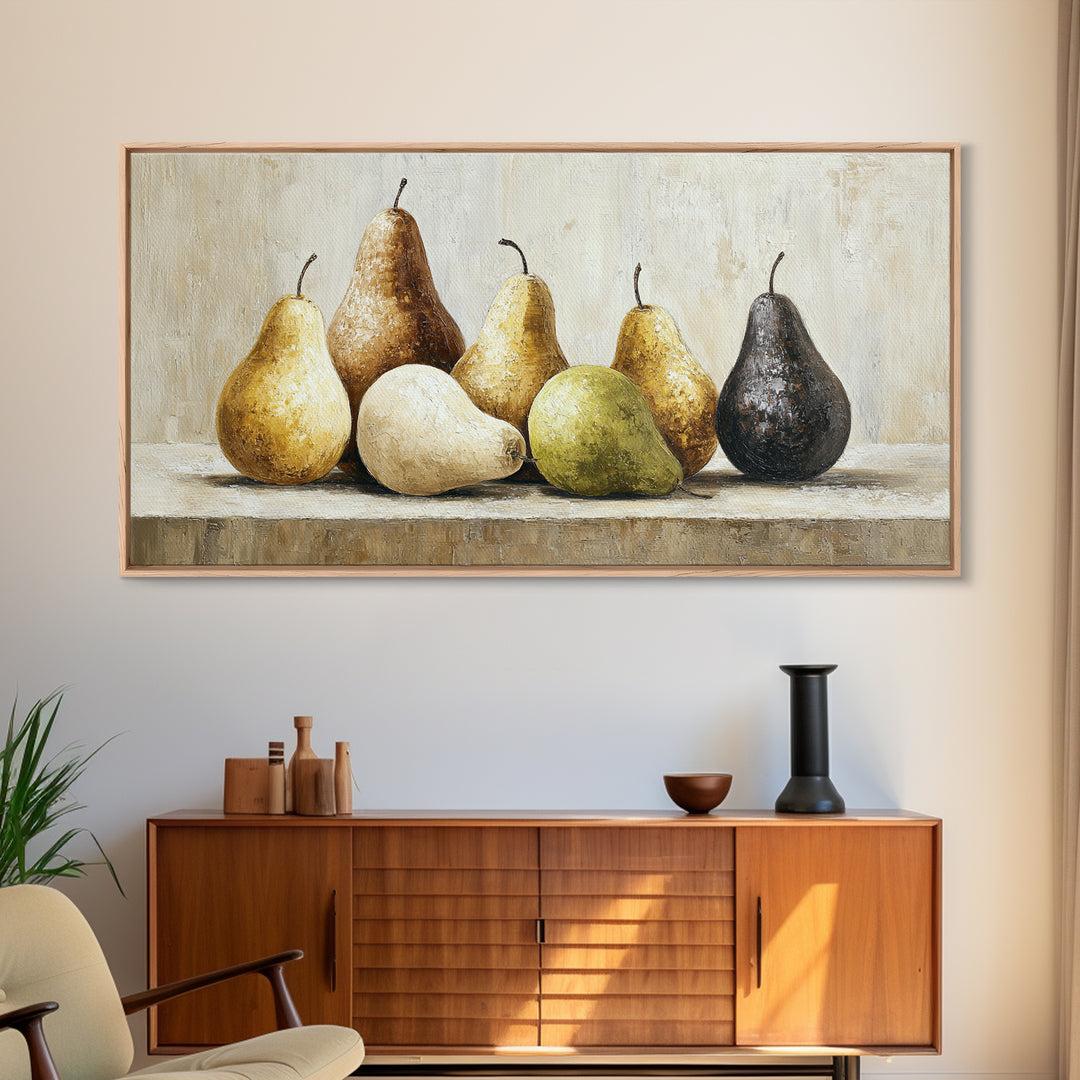 Classic Pear Still Life for Cozy Hospitality Framed Canvas Print, Guest Bedroom Art, New Home Gift, Bedroom Decor, Guest, GBA-2x1-88